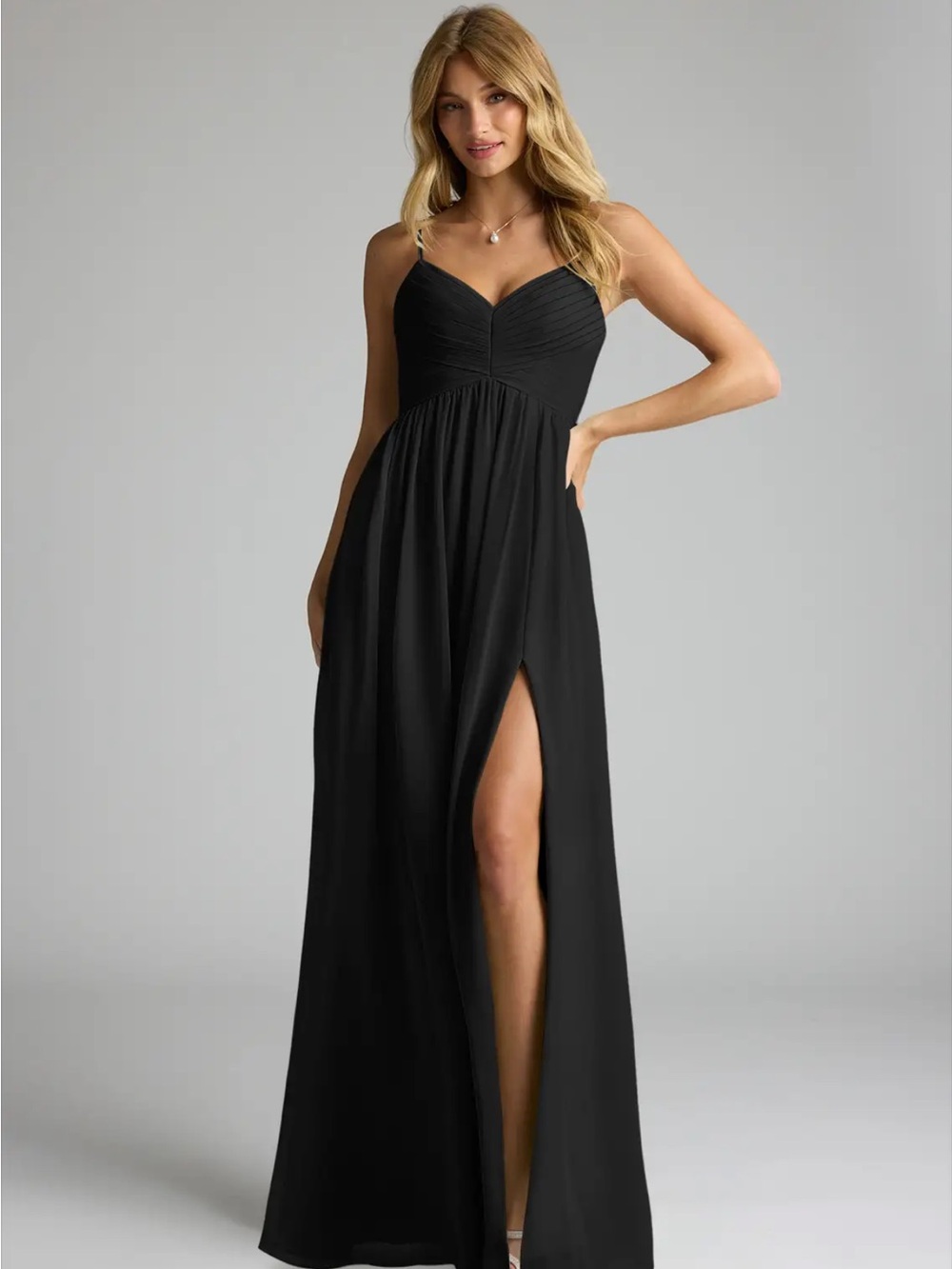 Azazie Alia Black Chiffon Dress